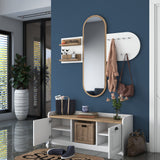 Furniture set Coat rack - Mirror - Shoe cabinet - White-Walnut Melamine 