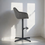 Venom bar stool Anthracite - Industrial rotating bar chair with armrest - Eco -Leer