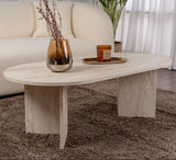 Oval Coffee Table Travertine look Sabla - 119x60 
