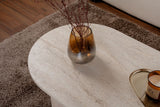 Oval Coffee Table Travertine look Sabla - 119x60 