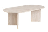 Oval Coffee Table Travertine look Sabla - 119x60 