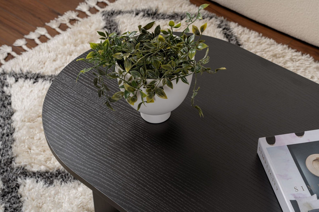 Oval Coffee Table Black Wood Look Sabla - 119x60 