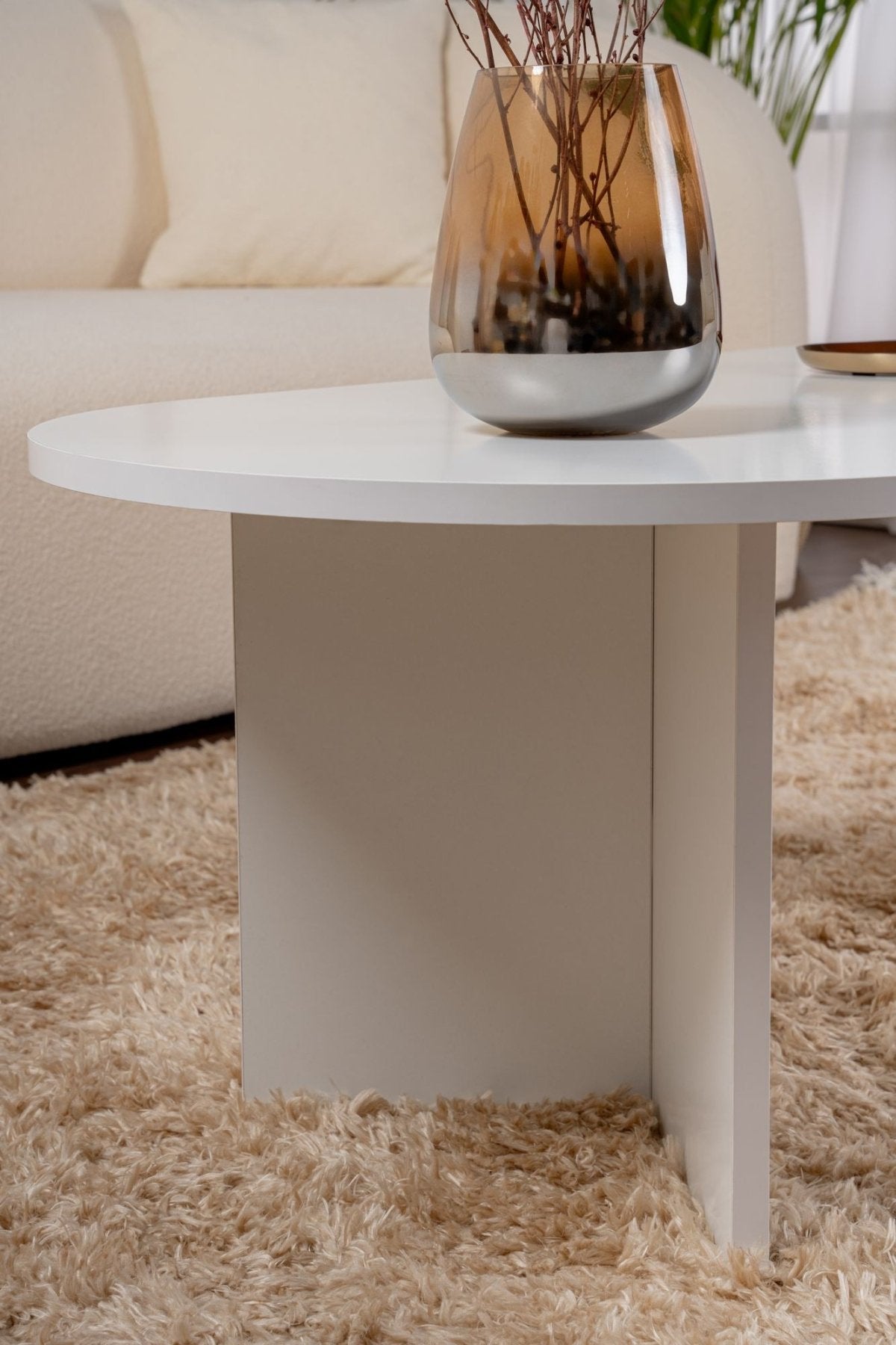 Oval Coffee Table Sapphire White Sabla - 119x60 