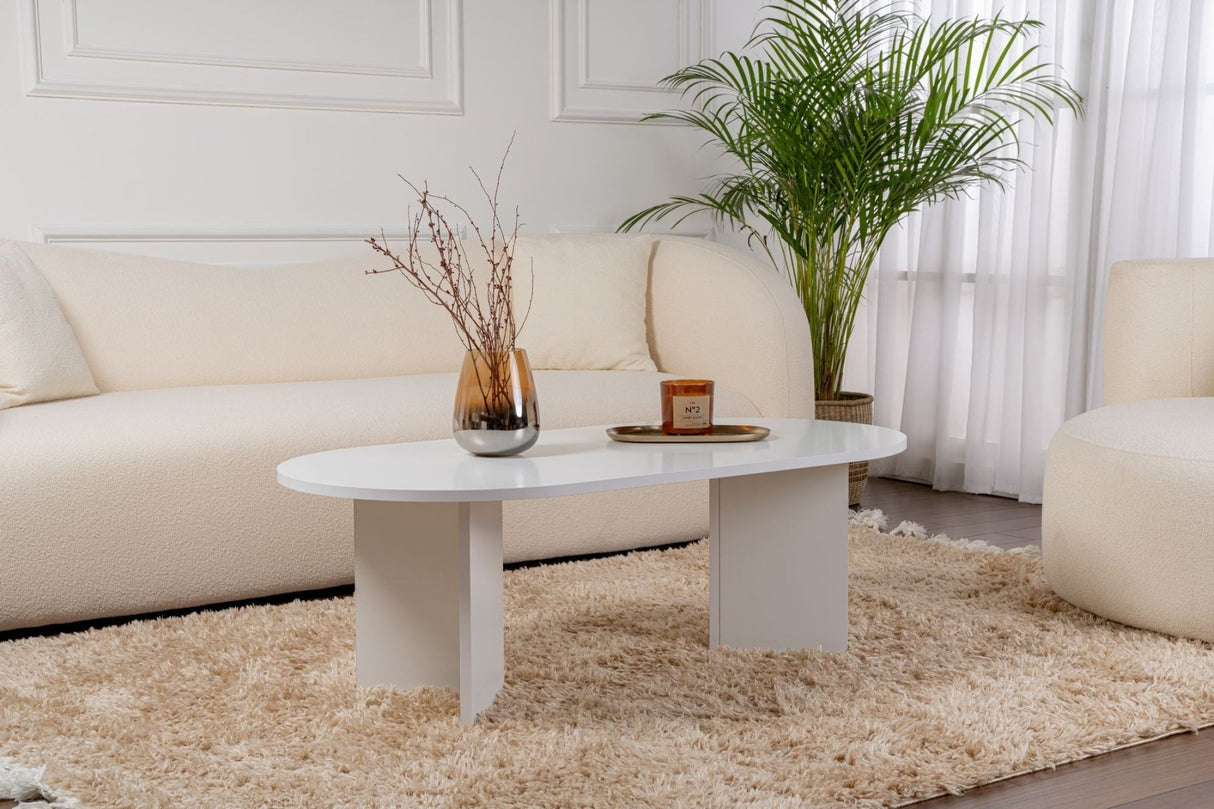 Oval Coffee Table Sapphire White Sabla - 119x60 