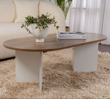 Oval Coffee Table Walnut Look - White Leg - Sabla - 119x60 