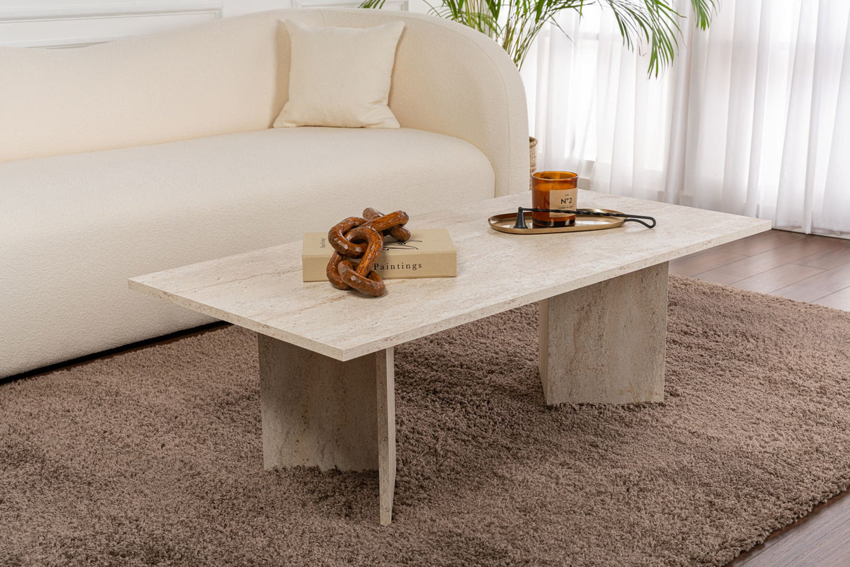 Sabin Salontafel Travertine 119x60 cm Melamine
