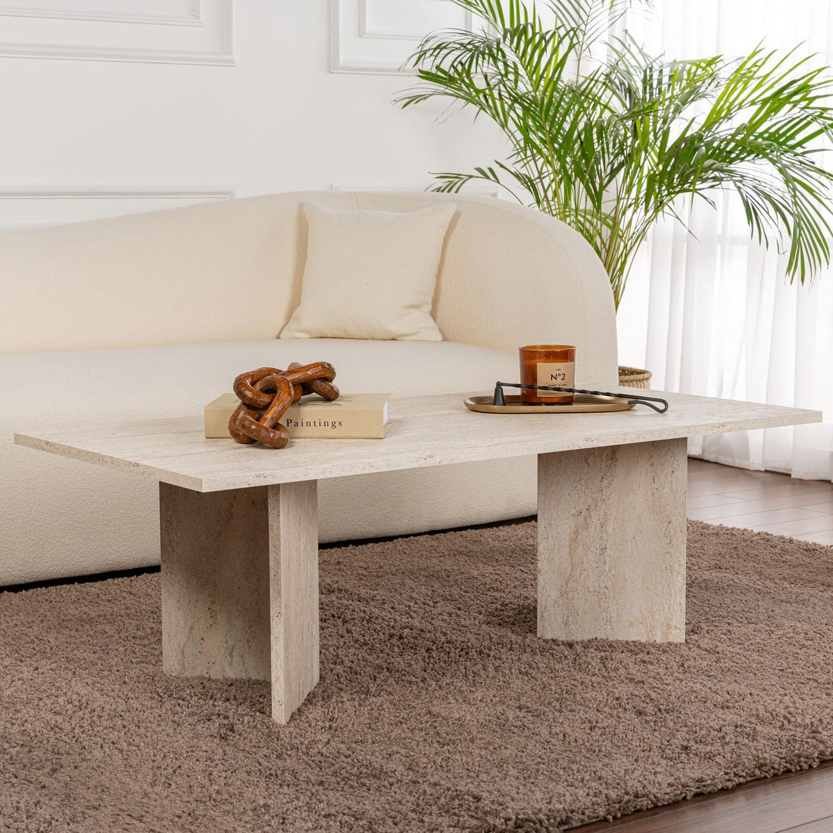 Sabin Salontafel Travertine 119x60 cm Melamine