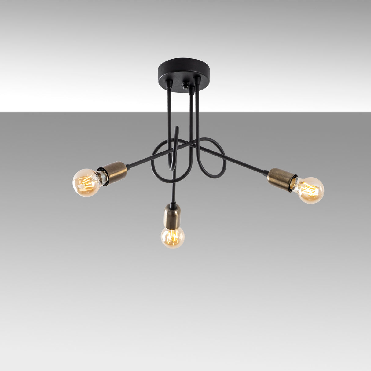 3-Light Black Metal Pendant Lamp Pulse 