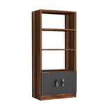 Bookcase Aventur Walnut Anthracite Melamine 63.6x140x37.6 cm