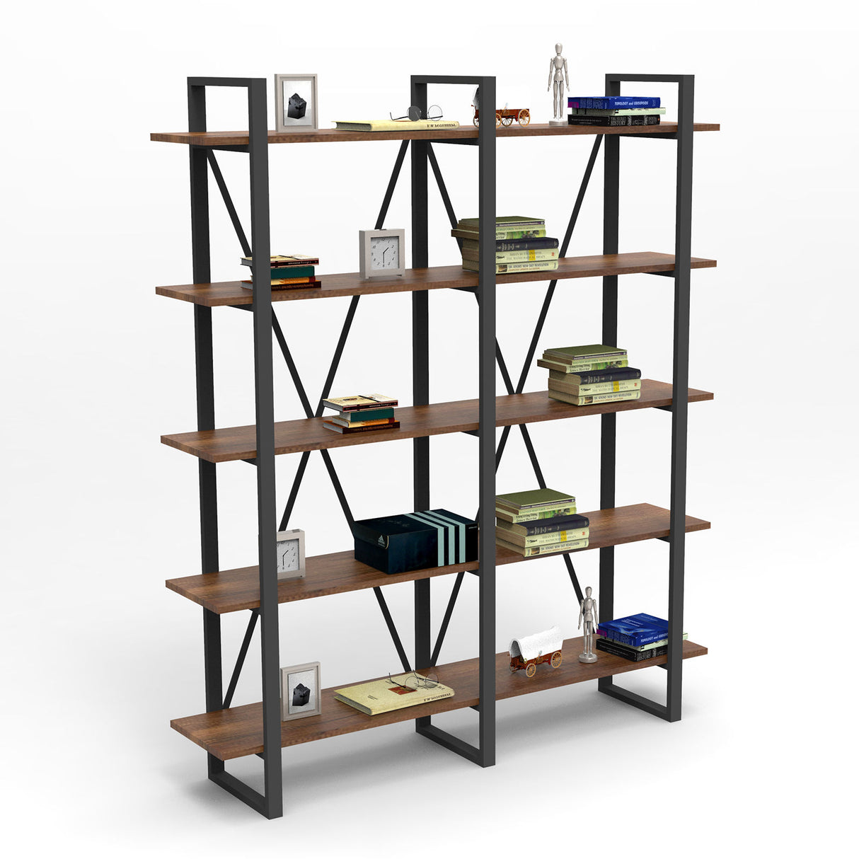 Bookcase Tundra Walnut Melamine 154.8x180x34 cm