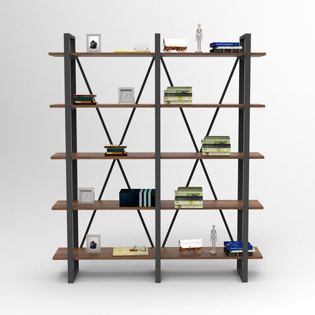 Bookcase Tundra Walnut Melamine 154.8x180x34 cm