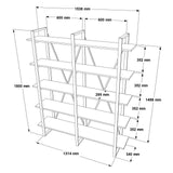 Bookcase Tundra Walnut Melamine 154.8x180x34 cm