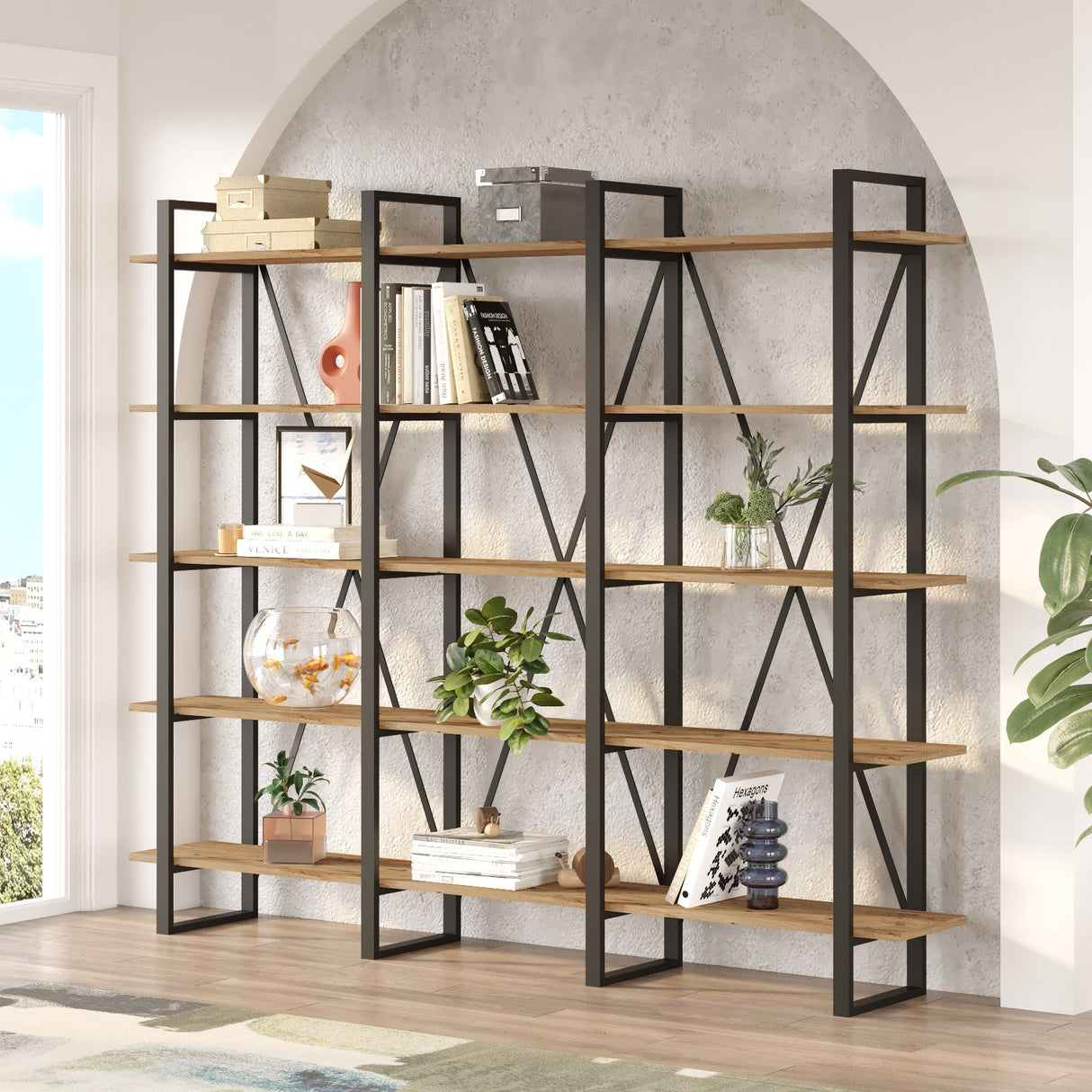 Bookcase Lyra Atlantic Pine Melamine 219.6x180x34 cm