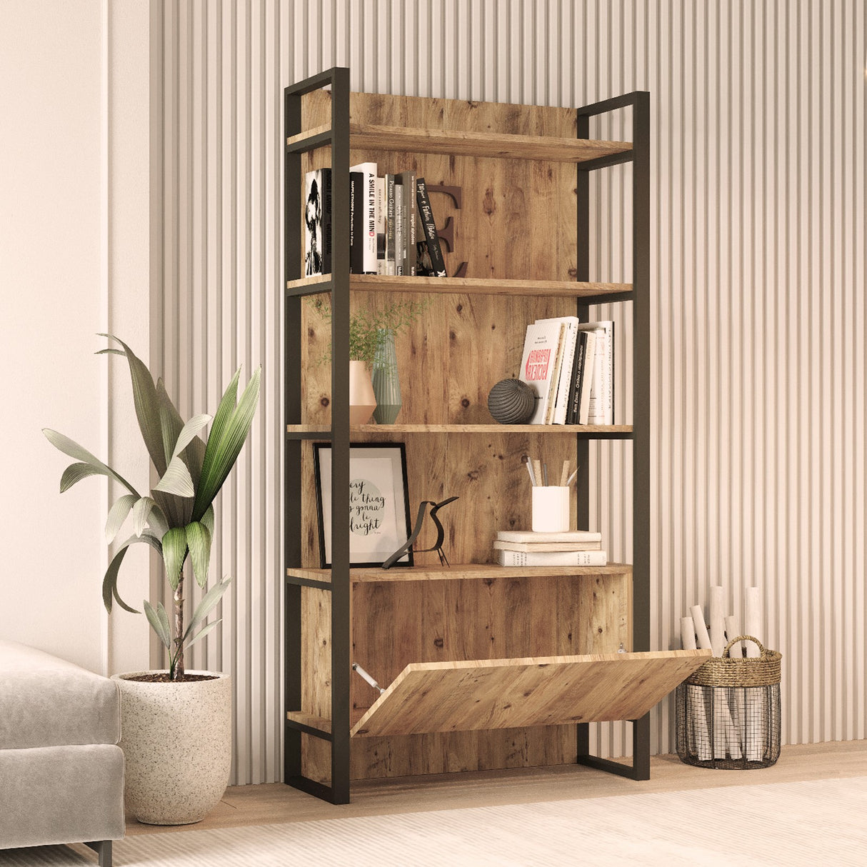 Bookcase Lyra Atlantic Pine Melamine 90x180x34 cm