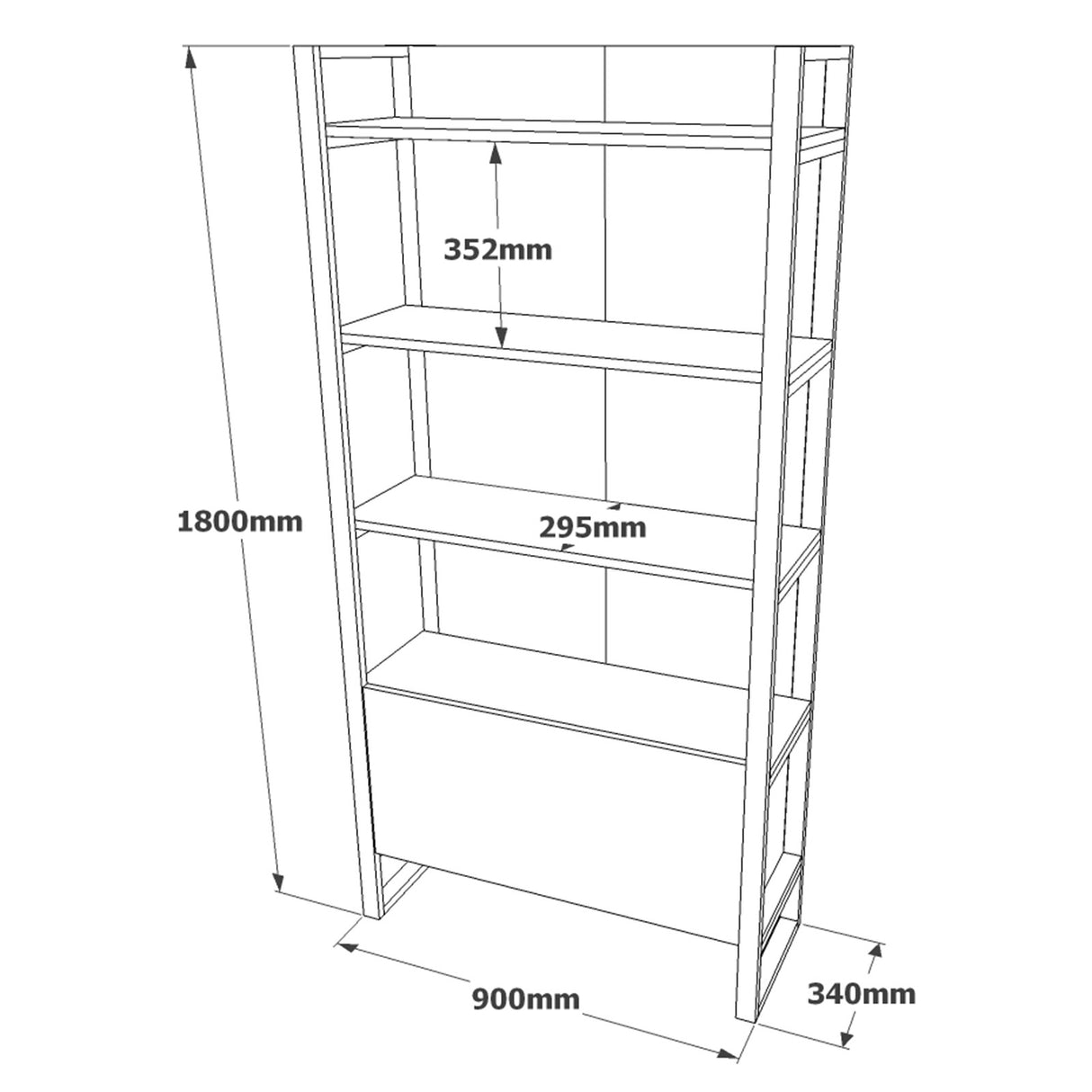 Bookcase Lyra Atlantic Pine Melamine 90x180x34 cm