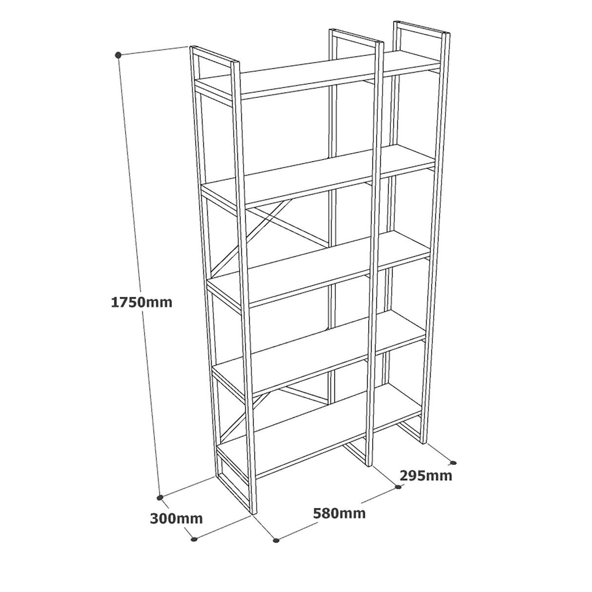 Bookcase Valdis Marmer White Gold Melamine 87.5x175x30 cm