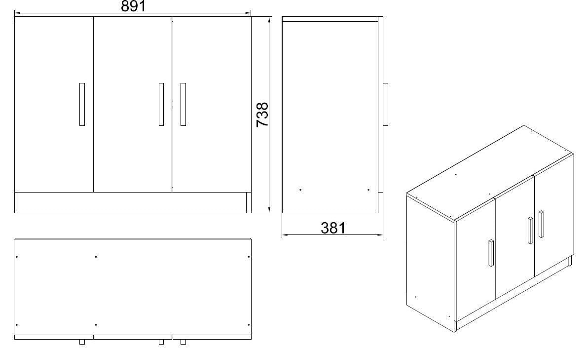 Wall cabinet Delta White Melamine 89.9x73.8x38.1 cm