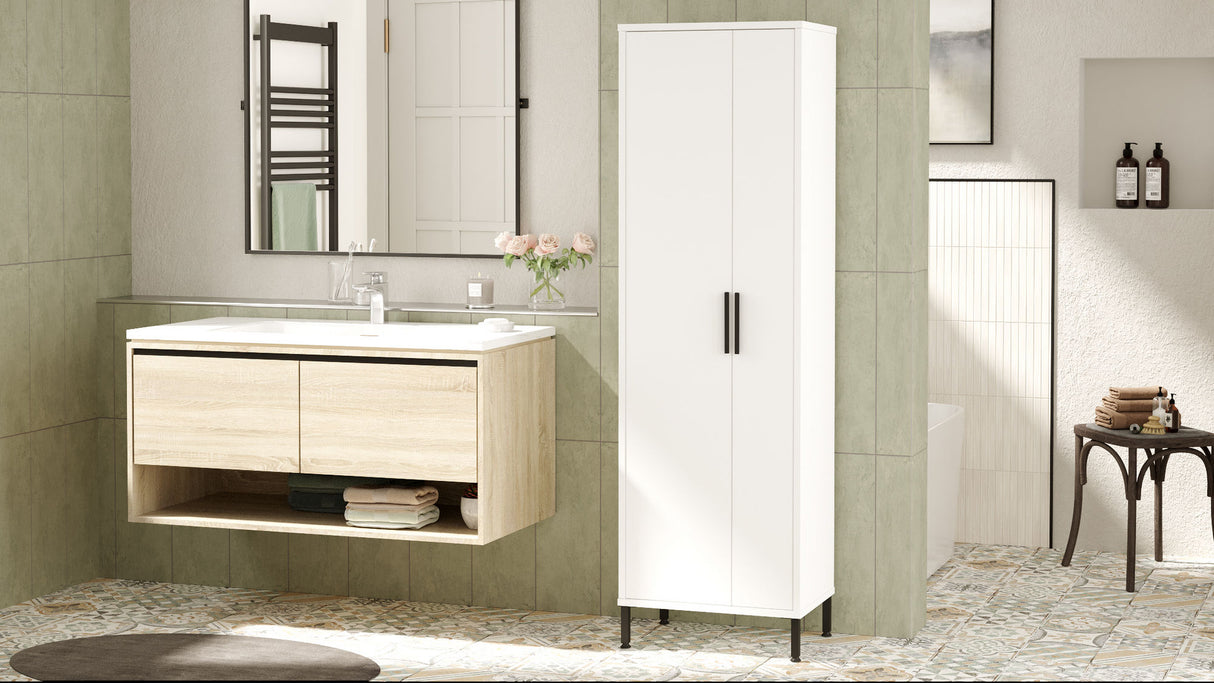 Wall cabinet Ithaca white melamine 50.4x165x35.7 cm