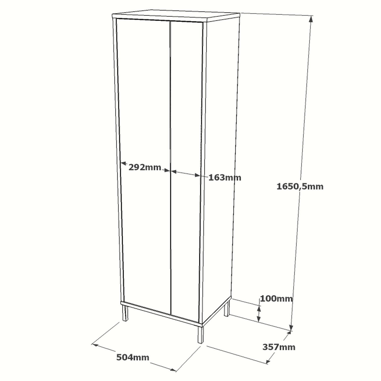 Wall cabinet Ithaca white melamine 50.4x165x35.7 cm