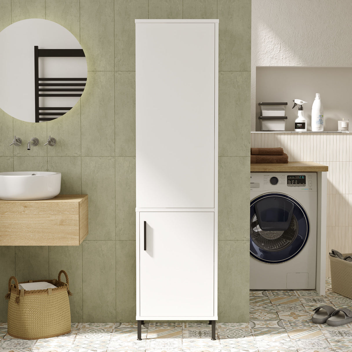 Wall cabinet Nimbus white melamine 45x173.6x35.5 cm