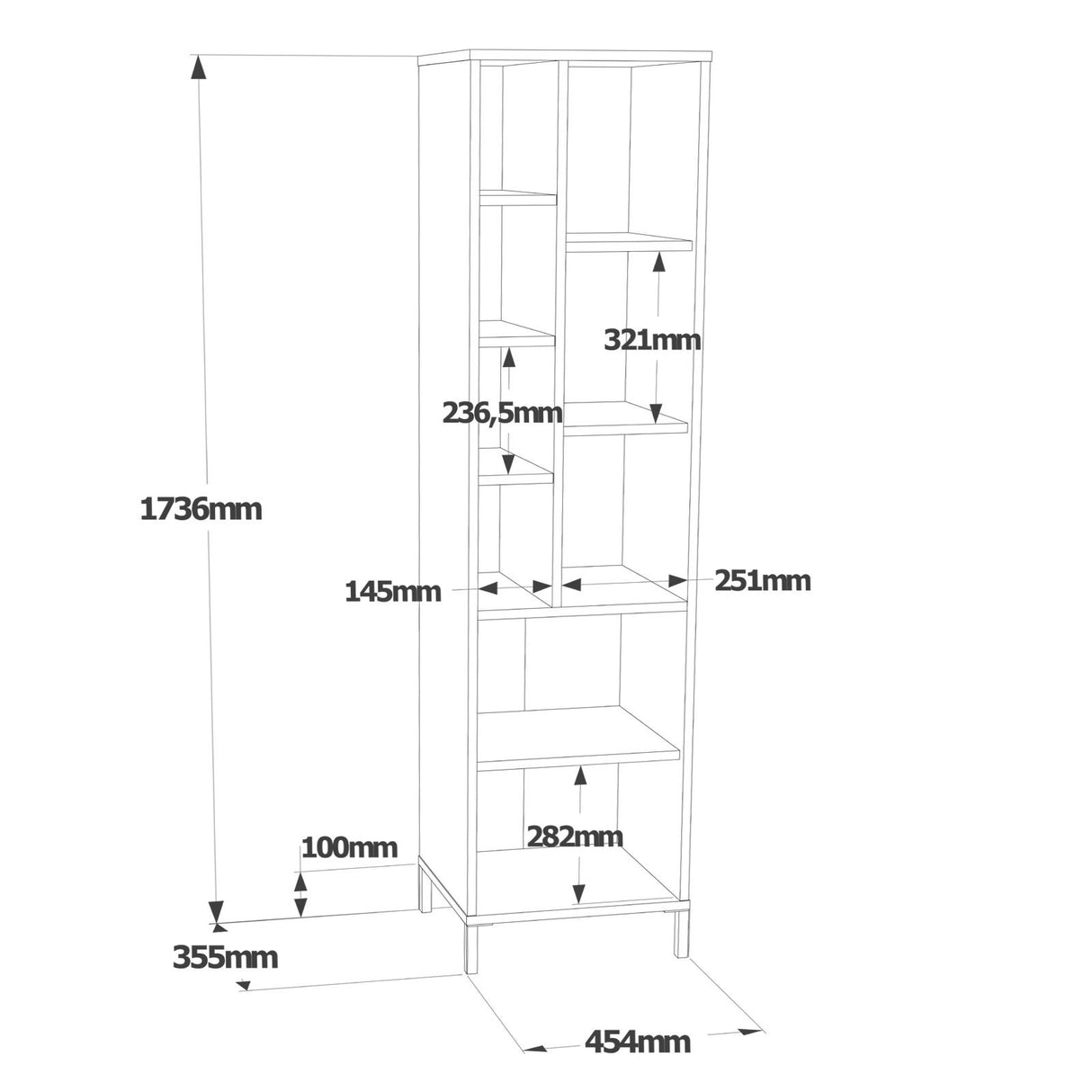 Wall cabinet Lumen White Melamine 45x173.6x35.5 cm