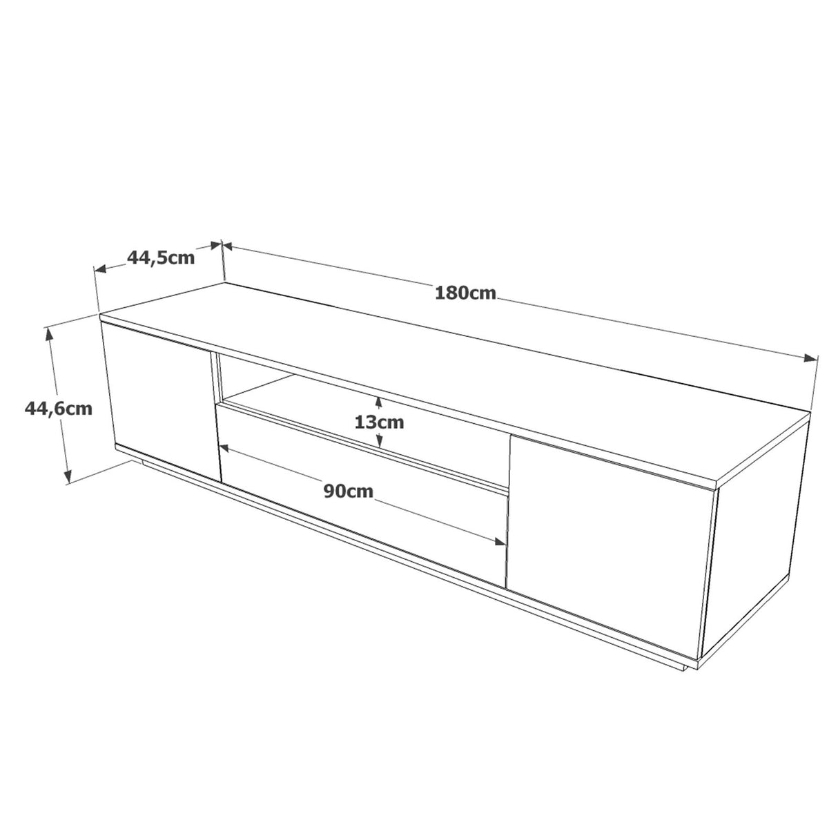 TV furniture vesper atlantic pine wood anthracite melamine 180x44.6x44.5 cm