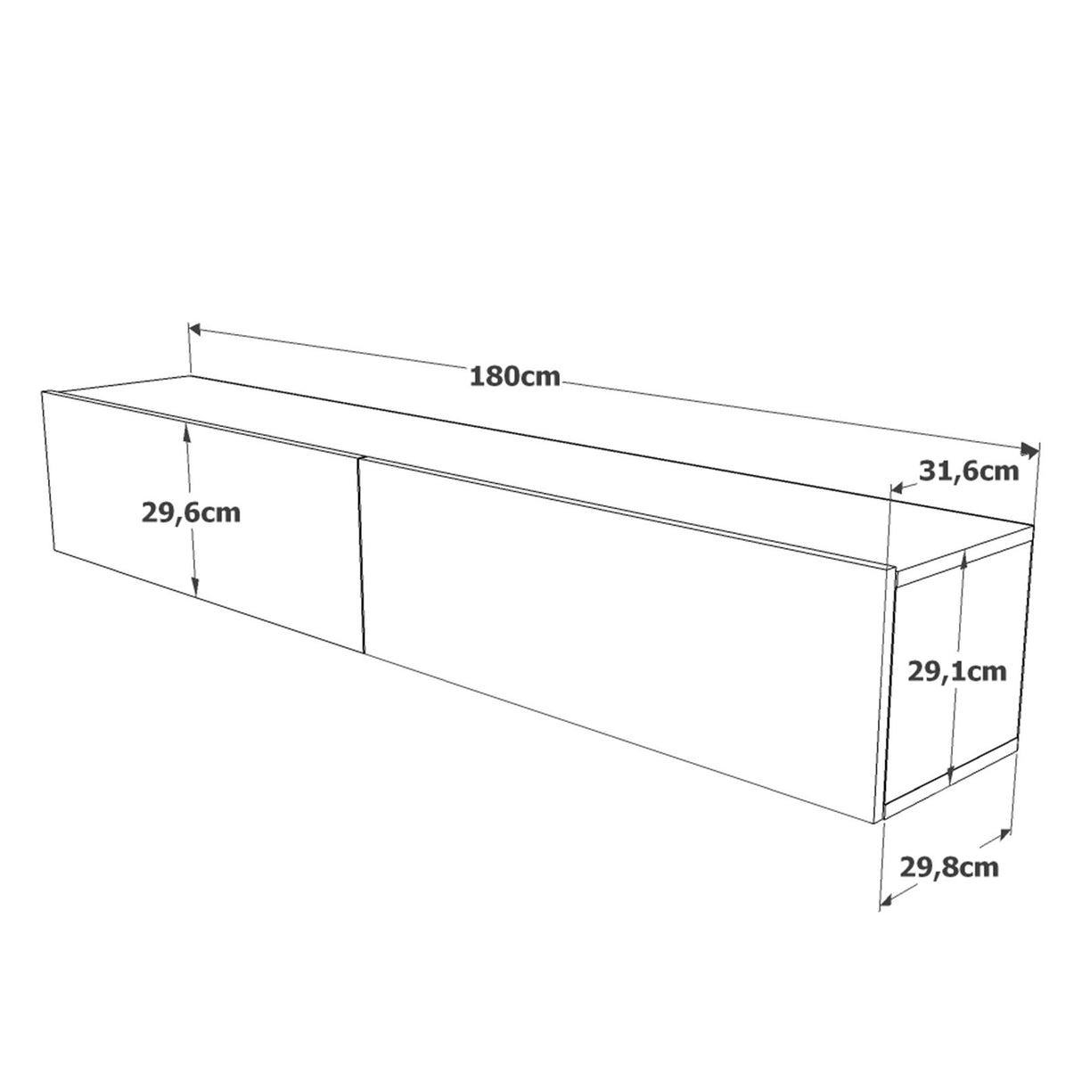 TV furniture Turin Atlantic Pine Melamine 180x29.6x31.6 cm