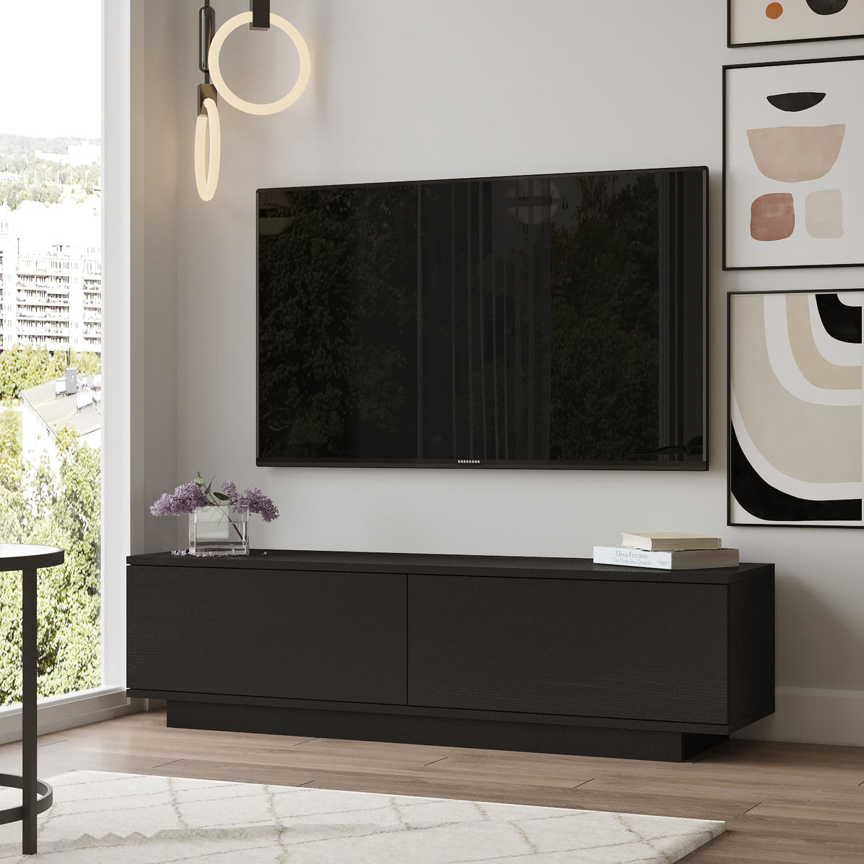 TV furniture merida black melamine 140x38.2x35.5 cm