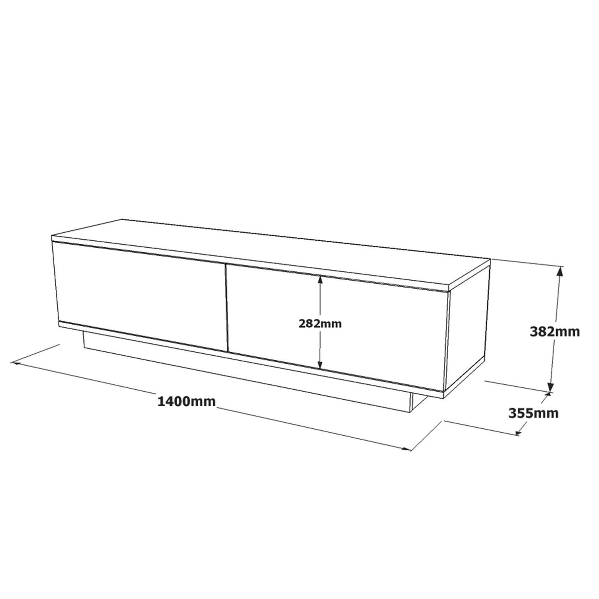 TV furniture merida black melamine 140x38.2x35.5 cm