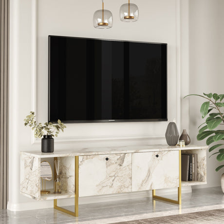 TV Furniture Hespera White Gold Melamine 160x47.6x40 cm