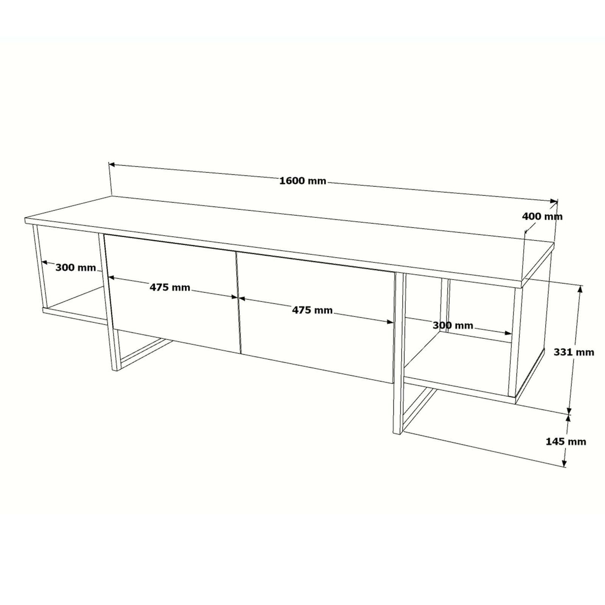 TV Furniture Hespera White Gold Melamine 160x47.6x40 cm