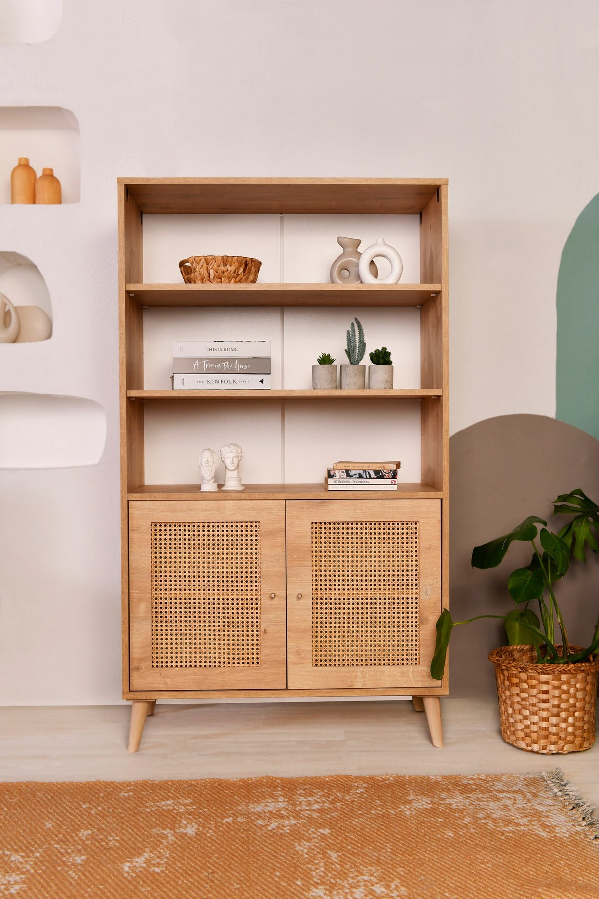 Bookcase Hazeran oak beech wood 40x90x cm