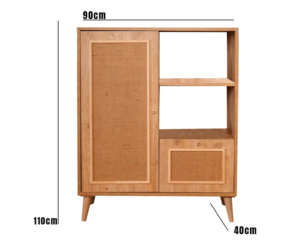 Wall cabinet jut oak beech wood 40x110x90 cm