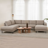 Modern U-Shape Couch Corner Sofa Left Taupe Fabric Aniko 310x197x78 cm 