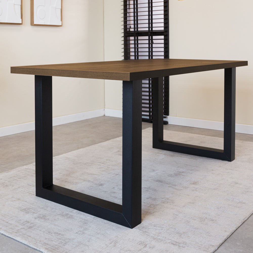 Dining table Walnut U-leg Black Lenzo 