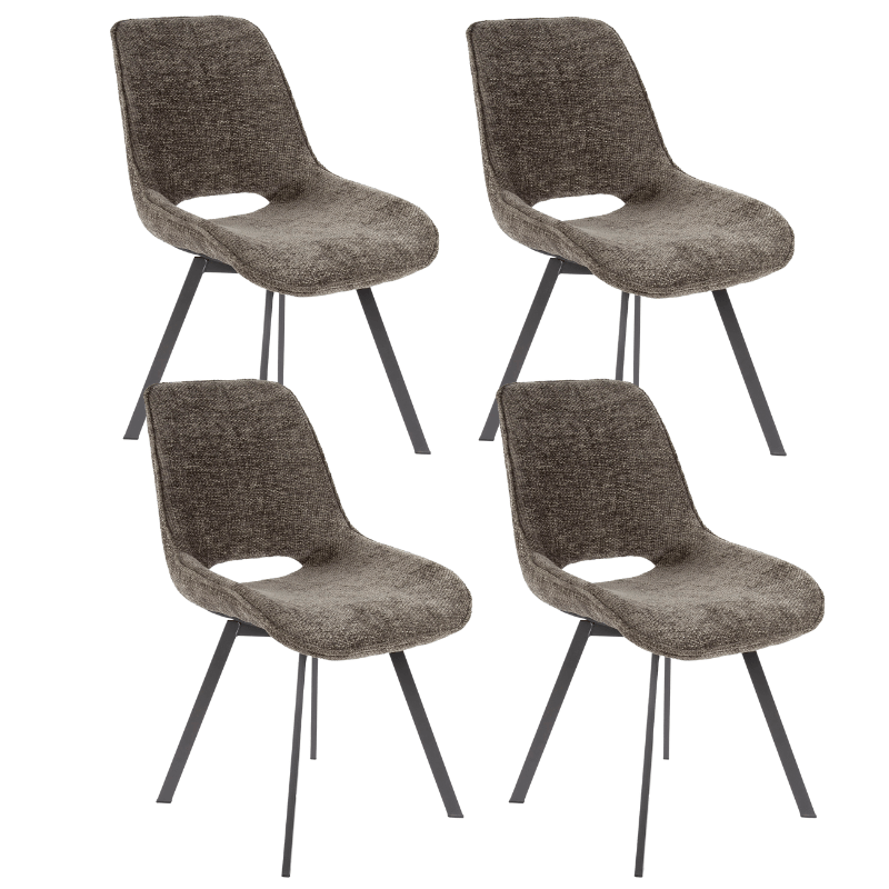 Set of 4 swivel dining chairs Silos chenille taupe 