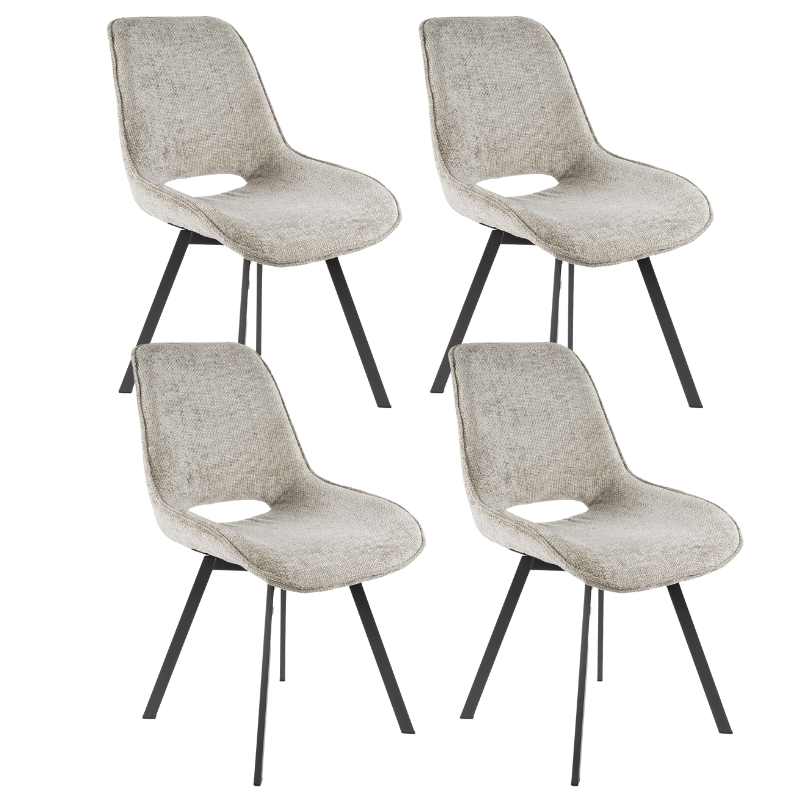 Set of 4 swivel dining chairs Silos chenille beige 
