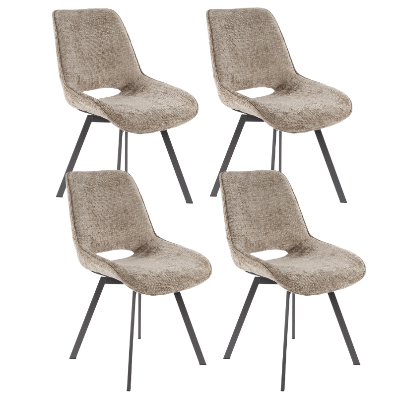 Set of 4 swivel dining chairs Silos chenille brown 