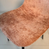 Set of 4 Scandinavian Dining Chairs Old Pink Chenille Fabric Swift - Without Armrests 