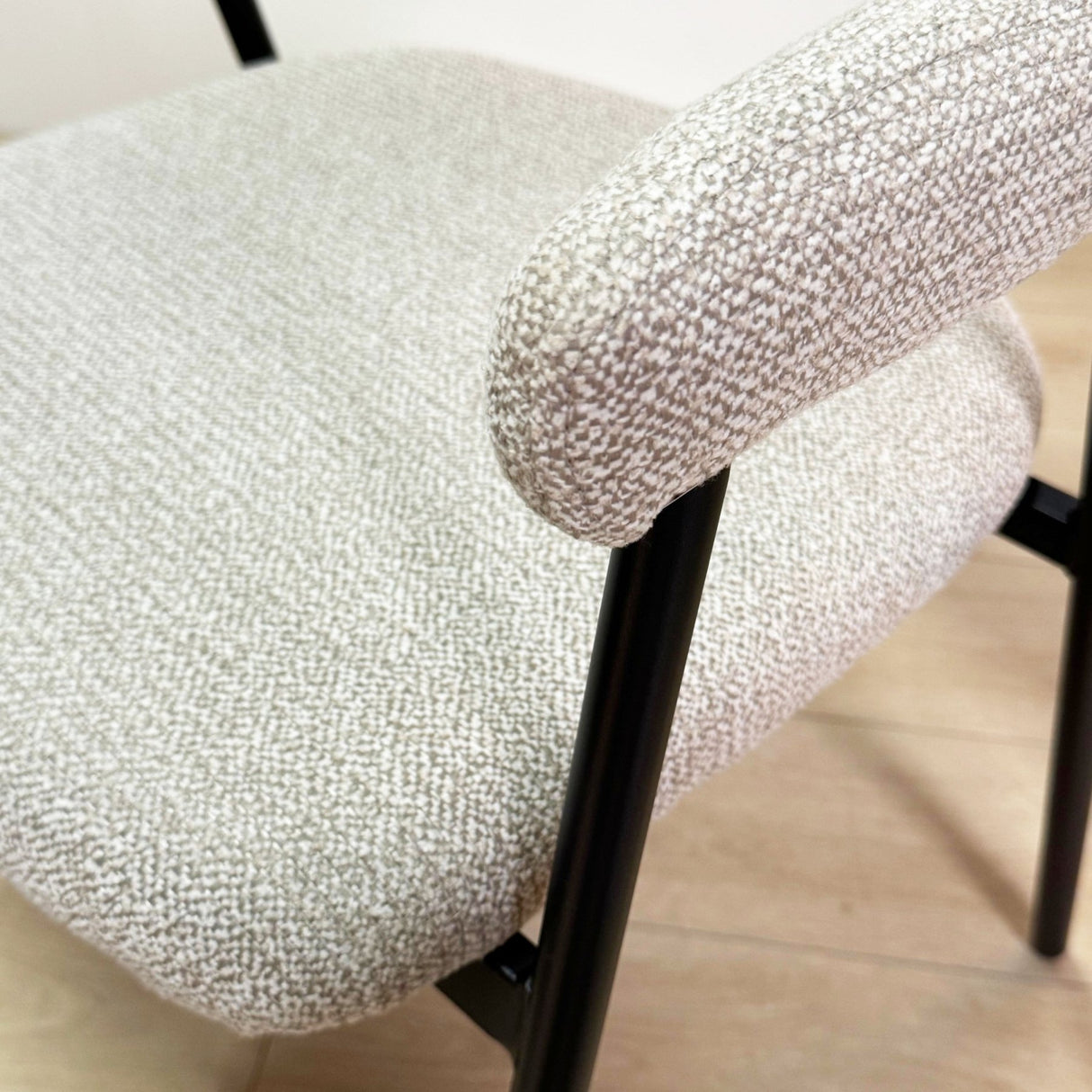 Dining Room Chair Set of 4 Bouclé Beige Lisa - Black Frame 