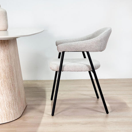 Dining Room Chair Bouclé Beige Lisa - Black Frame 