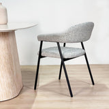 Dining Room Chair Set of 4 Bouclé Beige Lisa - Black Frame 