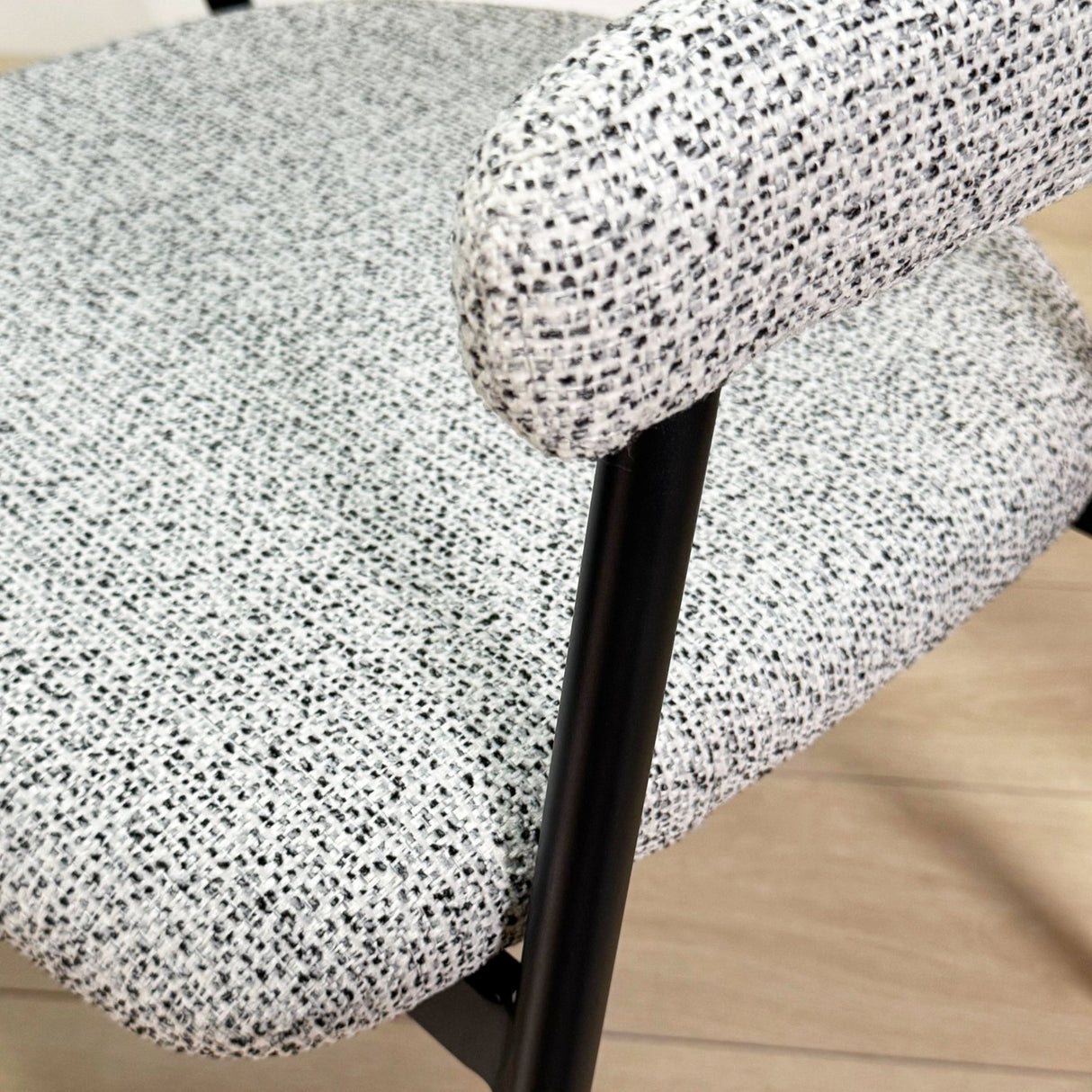Dining Room Chair Set of 4 Bouclé Beige Lisa - Black Frame 