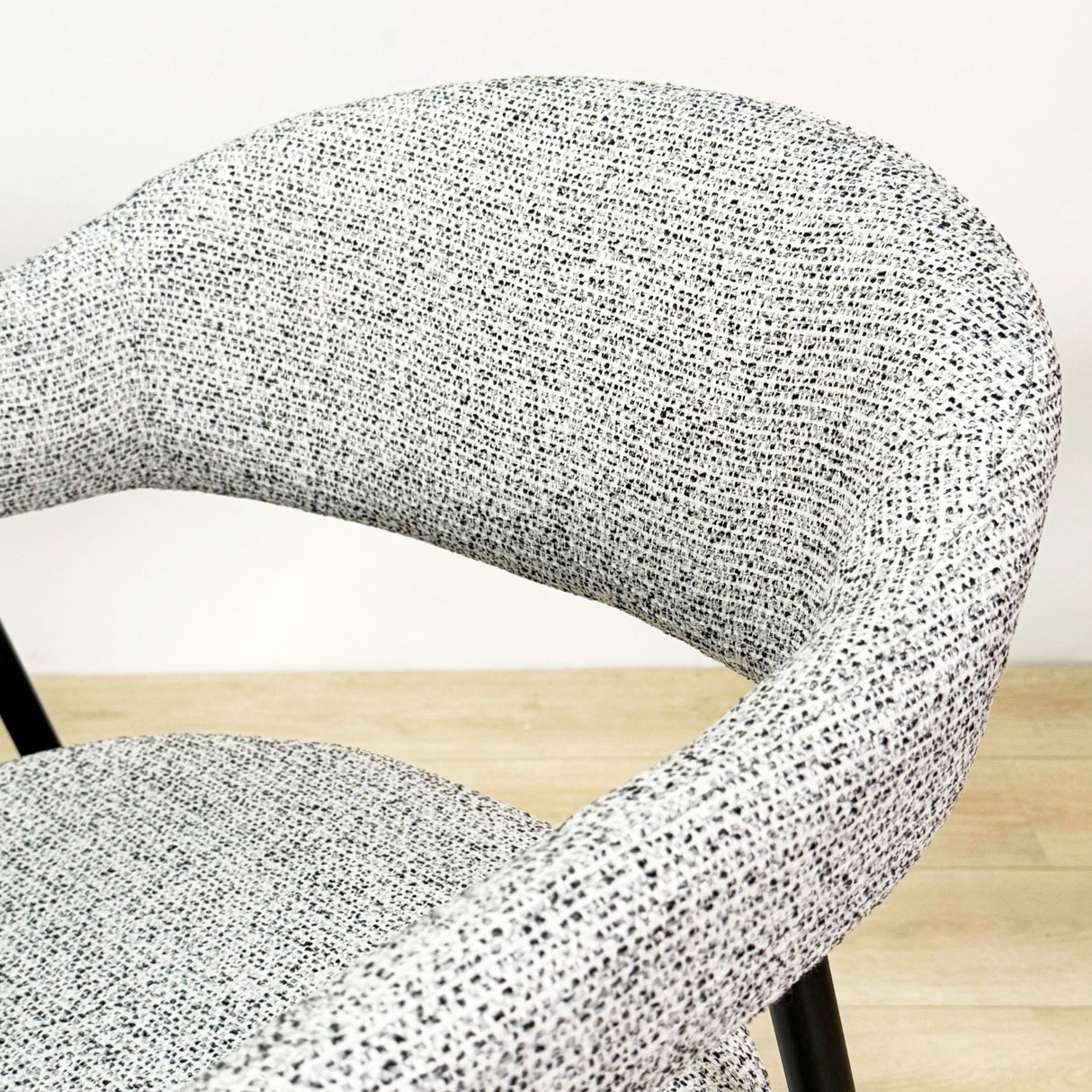 Dining Room Chair Set of 4 Bouclé Beige Lisa - Black Frame 