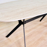 Dining Table Vesta Danish Oval Ceramic Travertine Look 180 cm 
