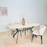 Dining Table Vesta Danish Oval Ceramic Travertine Look 180 cm 