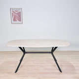 Dining Table Vesta Danish Oval Ceramic Travertine Look 180 cm 