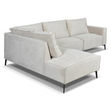 Yara Corner Sofa with Chaise Longue Right Chenille Beige