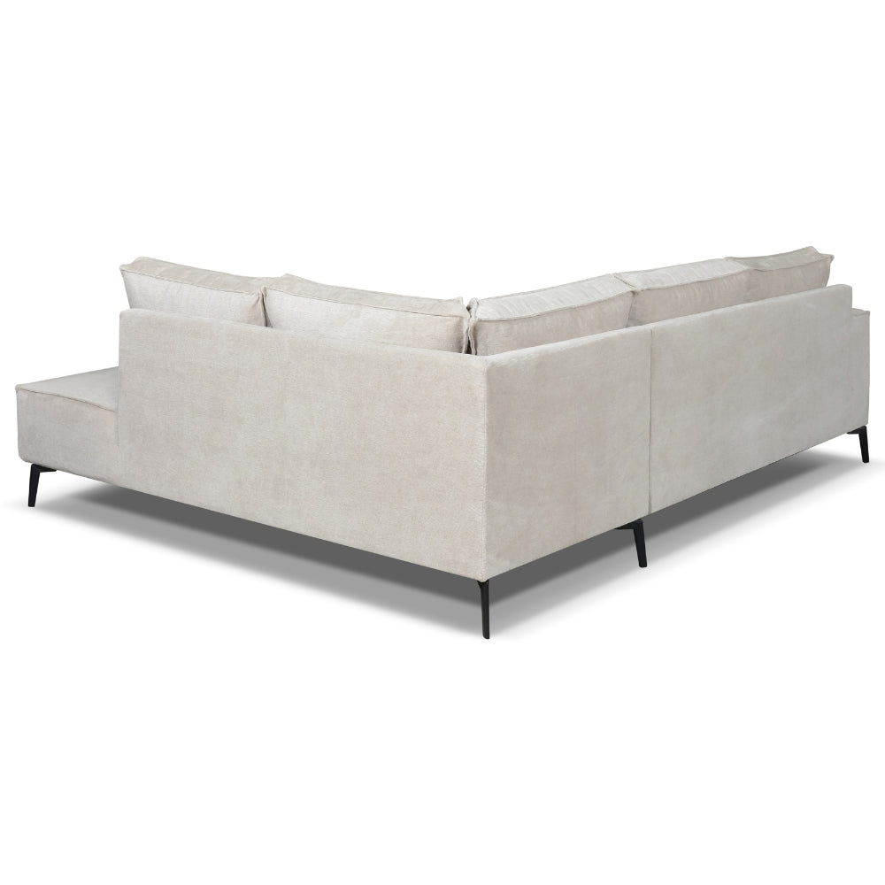 Yara Corner Sofa with Chaise Longue Right Chenille Beige