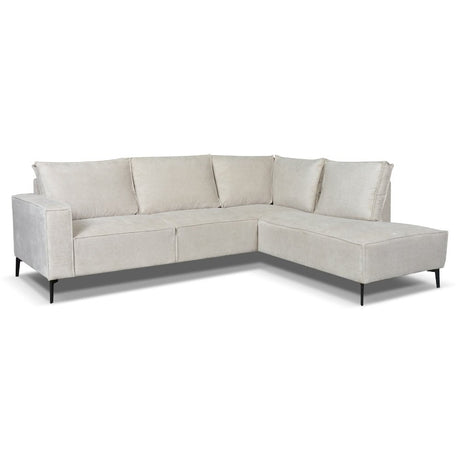 Yara Corner Sofa with Chaise Longue Right Chenille Beige